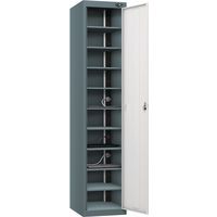 Powered Laptop Locker - 1 Vision Door 10 Tiers & 3-Pin Plug - Pure
