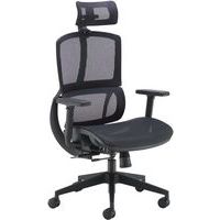 Black Mesh Adjustable Office Chair - High Back & Headrest - Alto