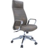 Brown Faux Leather Operator Office Chair -High Back & Fixed Arms- Dawn