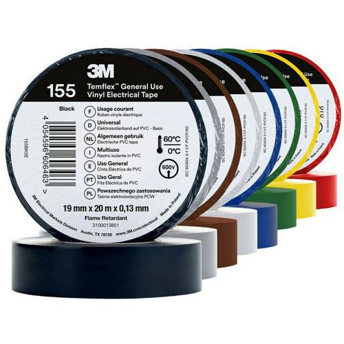 Temflex 155 electrical insulation tape, various colours - 3M Temflex 155 electrical insulation tape, various colours - 3M