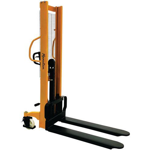 Hydraulic Manual Pallet Stacker - 1000kg - Max Height 1600mm - Manutan Expert Hydraulic Manual Pallet Stacker - 1000kg - Max Height 1600mm - Manutan Expert