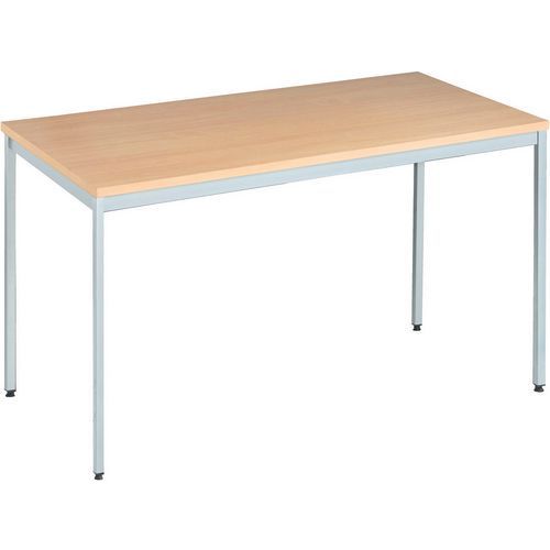 Rectangular Office Table Metal Frame & Beech MFC Top Stackable Manutan.co.uk
