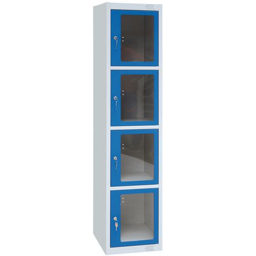 Locker with 4 compartments and clear doors - Depth 500 mm - Assembly required - Manutan Expert Locker with 4 compartments and clear doors - Depth 500 mm - Assembly required - Manutan Expert