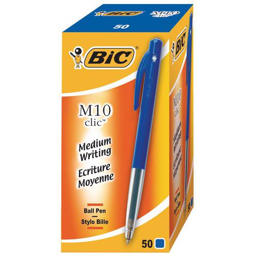 BIC M10 Original Retractable Ballpoint Pen, Blue (Pack Of 50