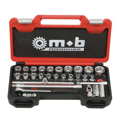 28-piece boxed set, 1/2'' hex, round head ratchet, foam 28-piece boxed set, 1/2'' hex, round head ratchet, foam