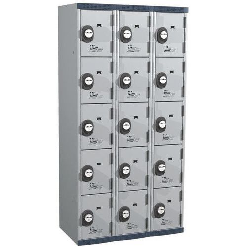 Seamline Optimum® 15-compartment locker - 3 columns - Width: 300 mm - On base - Acial Seamline Optimum® 15-compartment locker - 3 columns - Width: 300 mm - On base - Acial