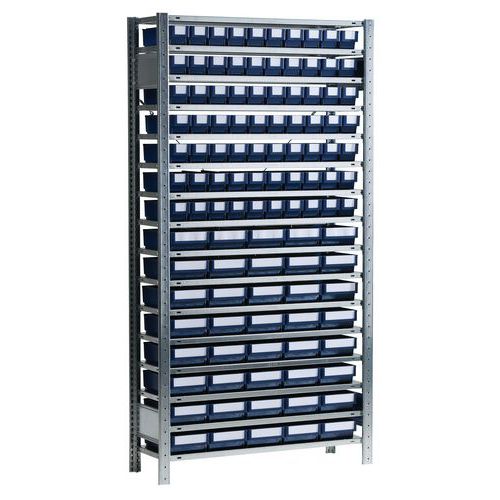 Shelving unit with dividable B series bin-drawers - Depth 500 mm Shelving unit with dividable B series bin-drawers - Depth 500 mm