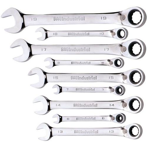 Reversible Ratchet Spanners Set of 9 Tools Manutan
