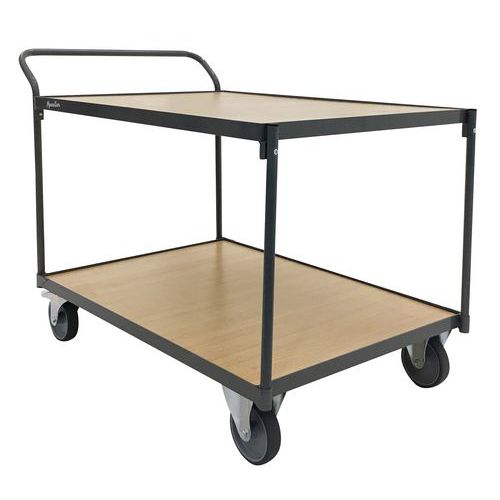 Wooden Shelf Tray Trolley 250kg Trucks and Trolleys Manutan