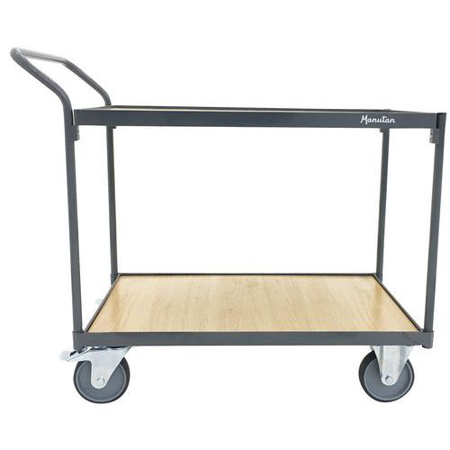 Wooden Shelf Tray Trolley 250kg Trucks and Trolleys Manutan