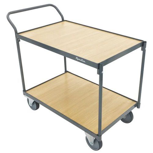 Wooden Shelf Tray Trolley 250kg Trucks and Trolleys Manutan