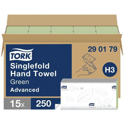 Green Tork Advanced H3 hand towels - Interlocked Green Tork Advanced H3 hand towels - Interlocked