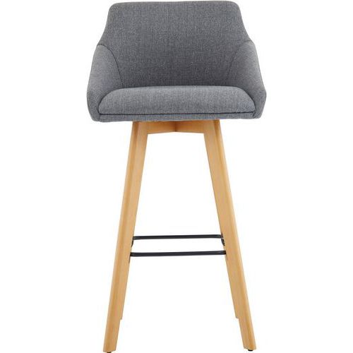 Modern High Stool - Grey Fabric & Wooden Legs - Meeting & Break Rooms