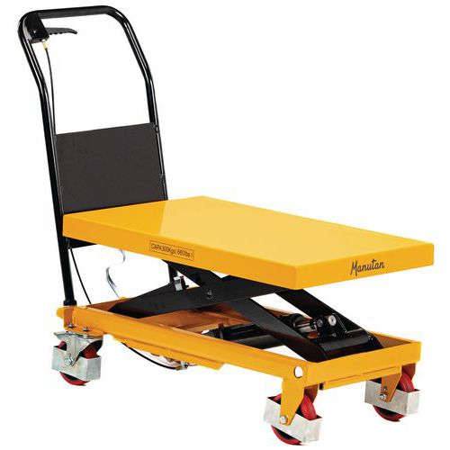 Mobile Scissor Lift Table - 300kg - Hydraulic - Manutan Expert Mobile Scissor Lift Table - 300kg - Hydraulic - Manutan Expert
