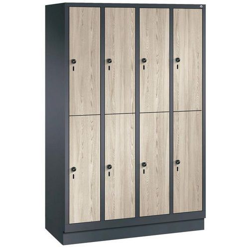 Évolo II wooden locker with hanging space, 4 to 8 compartments - 2 to 4 columns width 300 mm- CP Évolo II wooden locker with hanging space, 4 to 8 compartments - 2 to 4 columns width 300 mm- CP