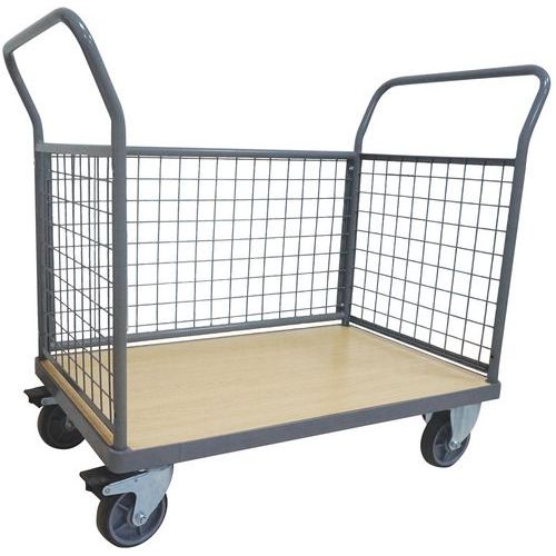 Mesh Back Platform Trolley - 3 Sided - 500kg - Manutan Mesh Back Platform Trolley - 3 Sided - 500kg - Manutan