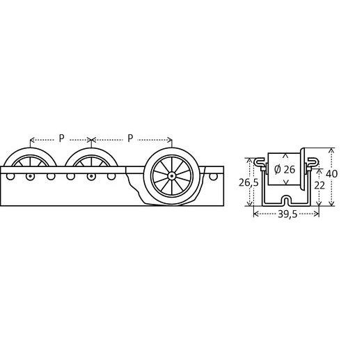 rollers with clearance :- P = no rollers rollers with clearance :- P = no rollers