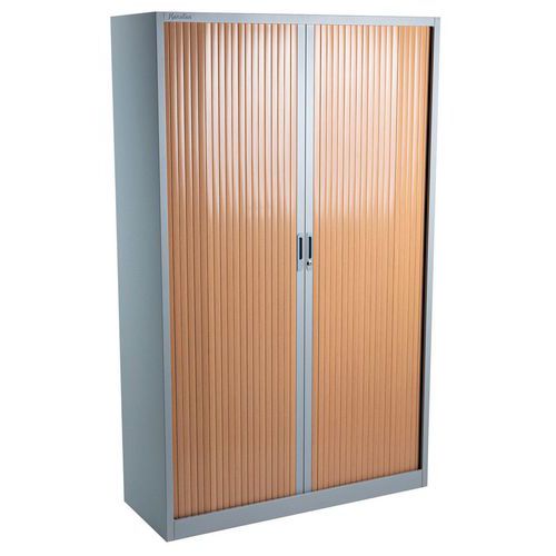 Tall two-tone cabinet with tambour doors - Manutan Orel