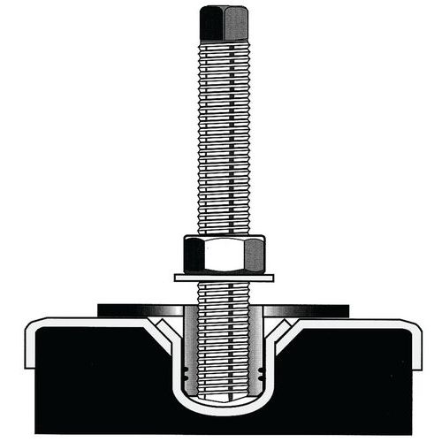Antivibration support Galvanised steel rod Thread size M16