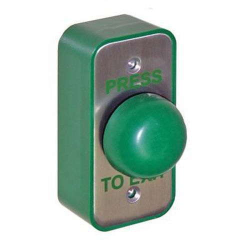 Stainless Steel Egress Switch & Green Dome 85 x 85mm Narrow