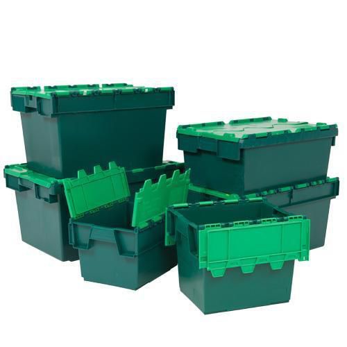 Tote Box with Attached Lid Green Tote Box with Attached Lid Green