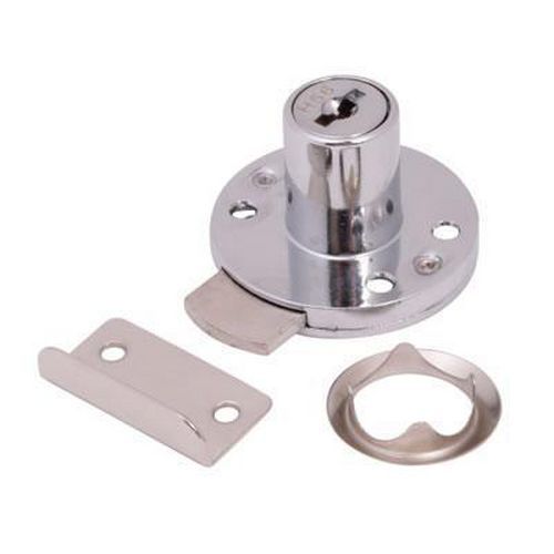 Round Drawer Lock 19 x 20mm Chrome Plated Manutan UK