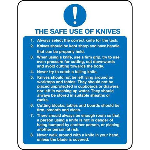 The Safe Use Of Knives Sign Signs & ID Manutan UK