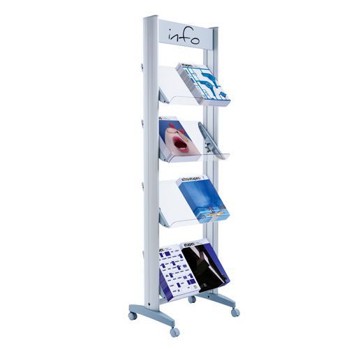 Aluminium & Plexiglass 4 Shelf Mobile Display Manutan UK
