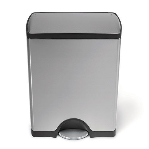 Brushed Steel Rectangular Pedal Bin Indoor Waste Bins Manutan UK