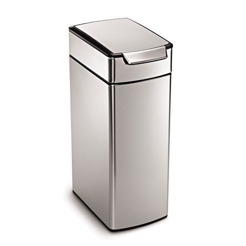 Brushed Steel Slim Touch Bar Bin- 40 L Brushed Steel Slim Touch Bar Bin- 40 L