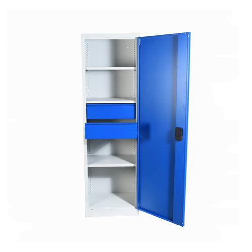 Tall Workshop Cupboard with 3 shelves and 2 drawers Tall Workshop Cupboard with 3 shelves and 2 drawers