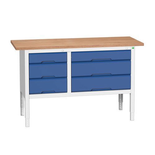 Bott Verso Adjustable Workbench With 6 Drawers 830-930x1500x600mm Bott Verso Adjustable Workbench With 6 Drawers 830-930x1500x600mm