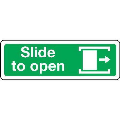 Slide To Open Right Emergency Exit Signs - Aluminium Plastic & Vinyl