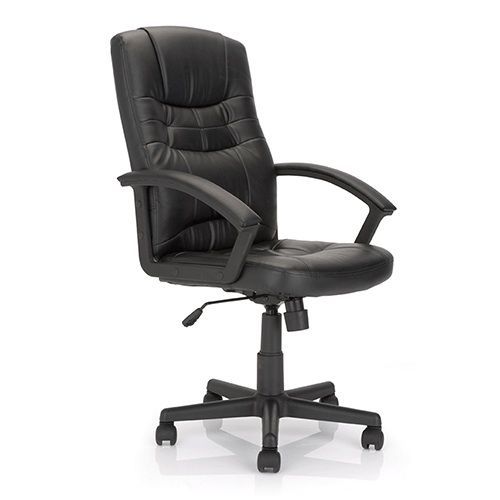 Cam Black Leather Office Chair, Black Leather Computer Chair