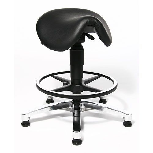 Real Leather Ergonomic Saddle Stool Manutan UK