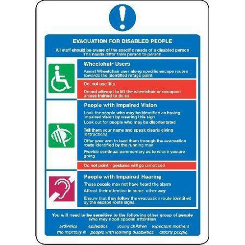 Evacuation for disabled people DDA0026 Disabled stickers & signs 