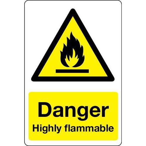 Danger Highly Flammable' Chemical Hazard Sign Signs & ID