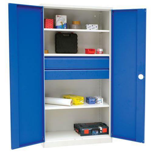 Grey Blue Storage Cupboard in Operation Grey Blue Storage Cupboard in Operation