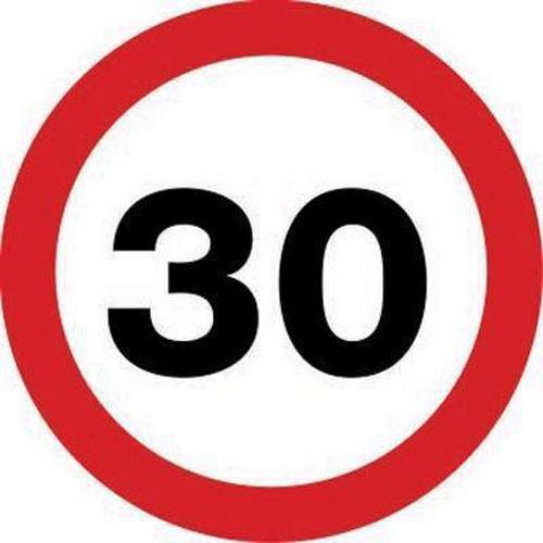 30 mph Speed Limit Traffic Sign For Post Fixing - Class 2 Reflective