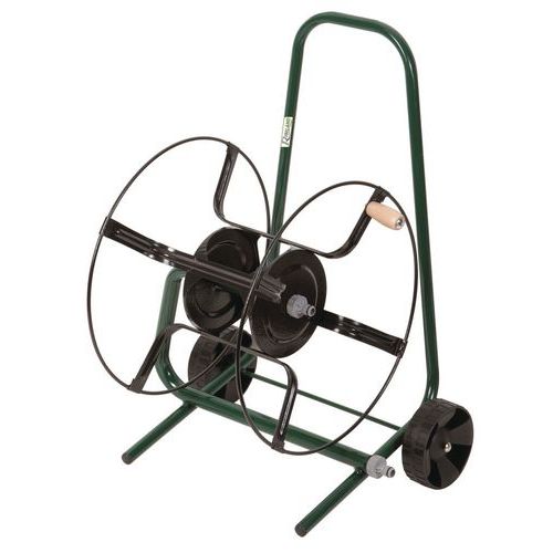 Metal hose reel on wheels, Requires fitting