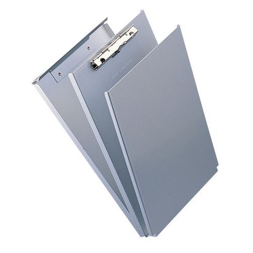 Notepad holder with storage Aluminium Manutan.co.uk