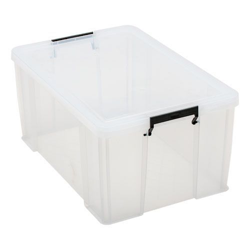 Manutan 70L Box Clear with Grey Handles Manutan 70L Box Clear with Grey Handles