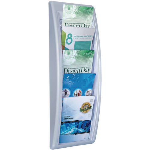 Présentoir Mural Paperflow Quick Fit - 5 Cases Format 1/3 A4, Aluminium, Montage Facile Sans Outil