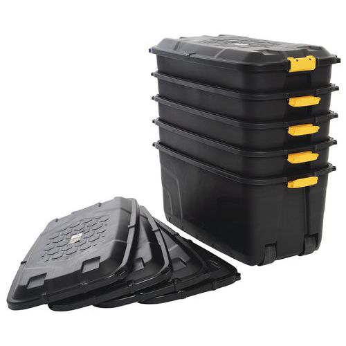 Strata Storage Box with Wheels 145L Pack of 5 Manutan UK
