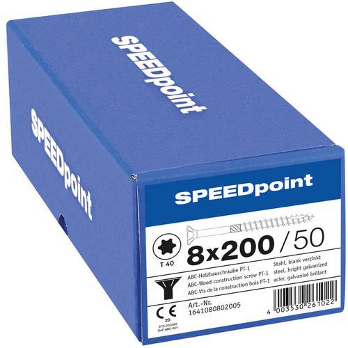 Box of 50 TX countersunk wood head screws, diameter 8 mm - SpeedPoint