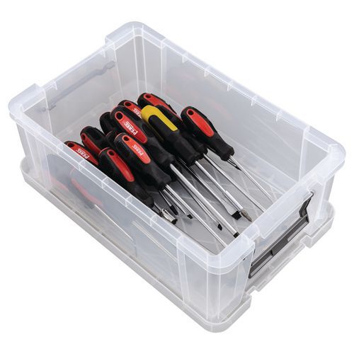 10 Litre Clear Plastic Storage Boxes - Clip Lock Lids - Manutan Expert ...