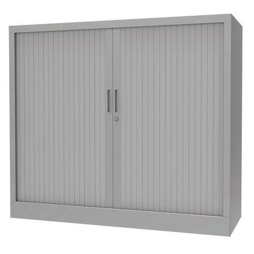 Tambour Door Cupboard With Top Grey Aluminium Manutan Uk
