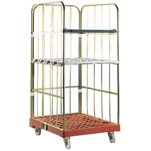 1 Shelf Roll Cage - 500kg UDL - Galvanised Metal - Plastic Base 1 Shelf Roll Cage - 500kg UDL - Galvanised Metal - Plastic Base