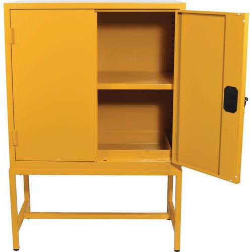 COSHH Cabinet On Yellow Support Stand for Flammable COSHH Cabinets - 915x459mm COSHH Cabinet On Yellow Support Stand for Flammable COSHH Cabinets - 915x459mm