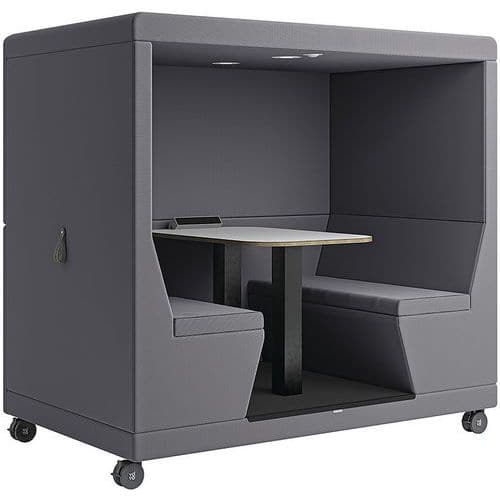 Mobile Modular Office Meeting Pod - 4-Seater - 1 Enclosed Side - Yo-Yo